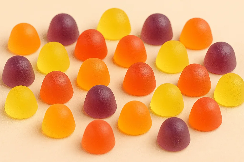 Assorted collagen gummies for kids shown on a clean background